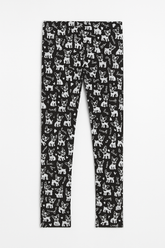(Ages 7-9)Cotton Jersey Tights – White French Bulldog Print